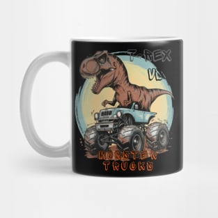 T-REX VS Monster Trucks" Boys and Girls Gift T-Shirt Mug